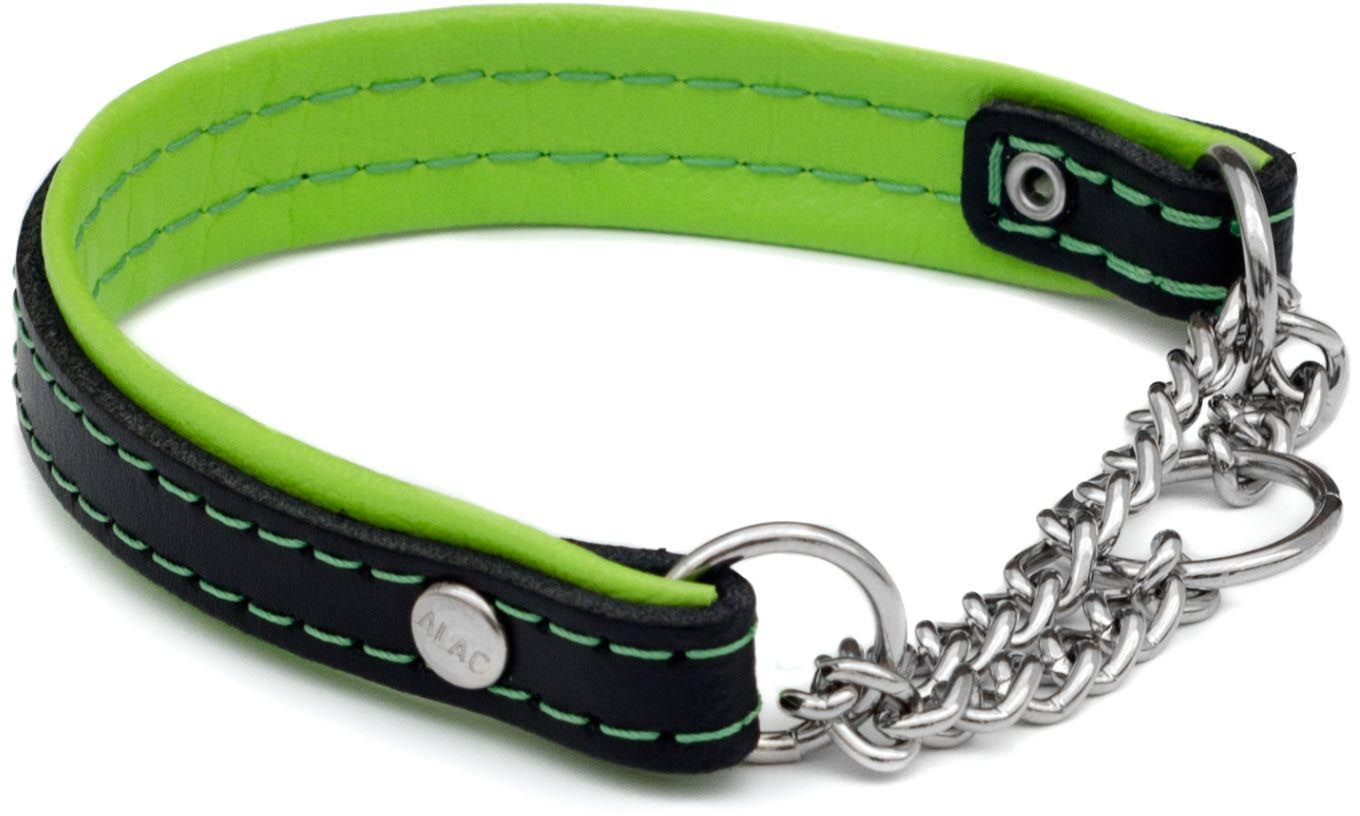 Läderhalsband Halvstryp Grön 1,8x60cm