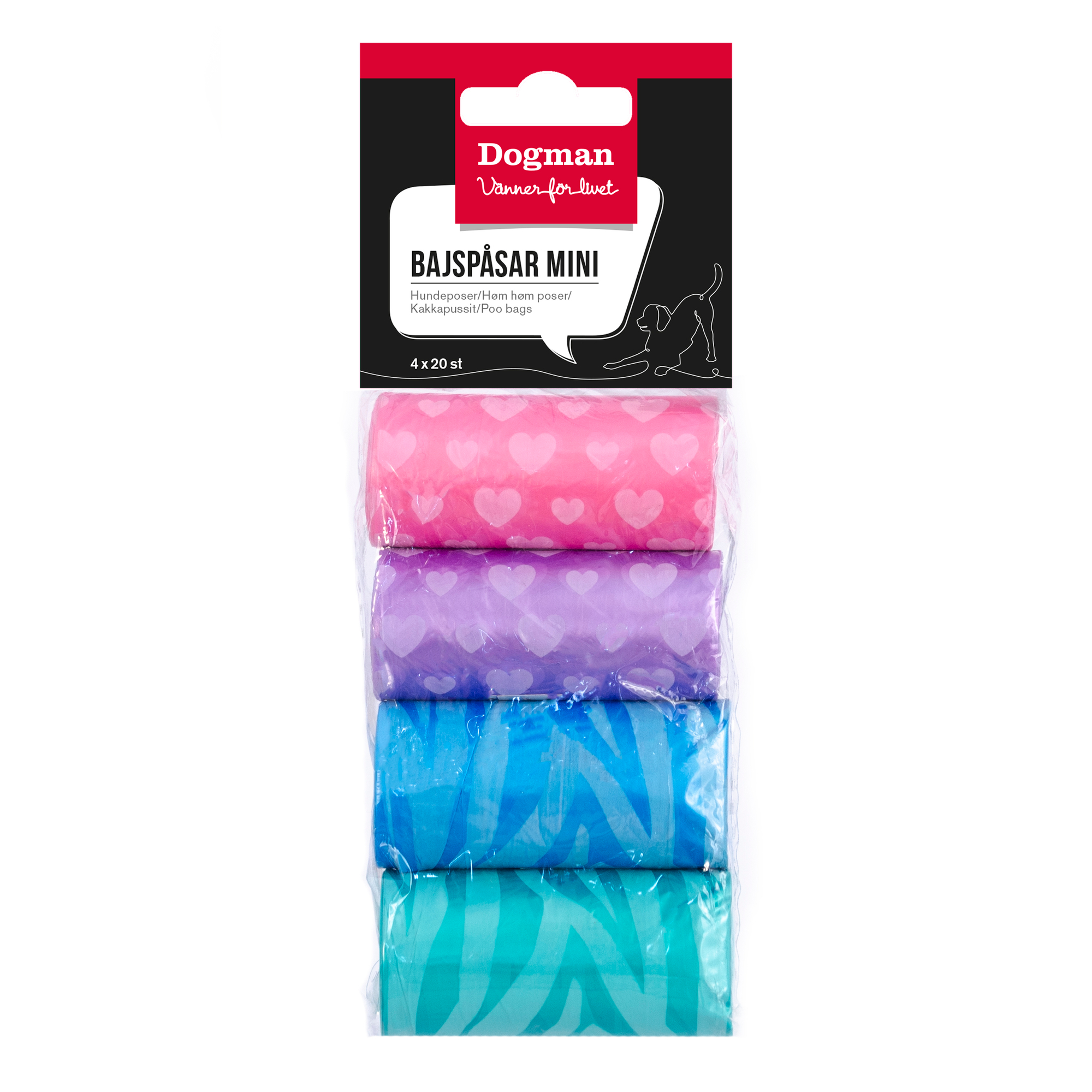 Bajspåsar Mini Mixade färger 4x20p